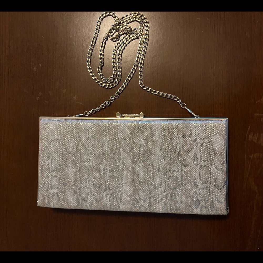 Nina New York Clutch metallic snake skin like bling